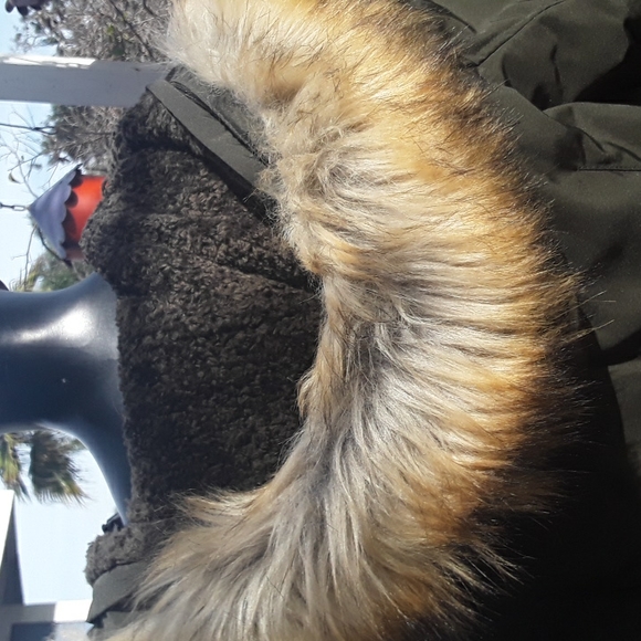 french connection parka faux fur trimmed hood, xl - Picture 5 of 6